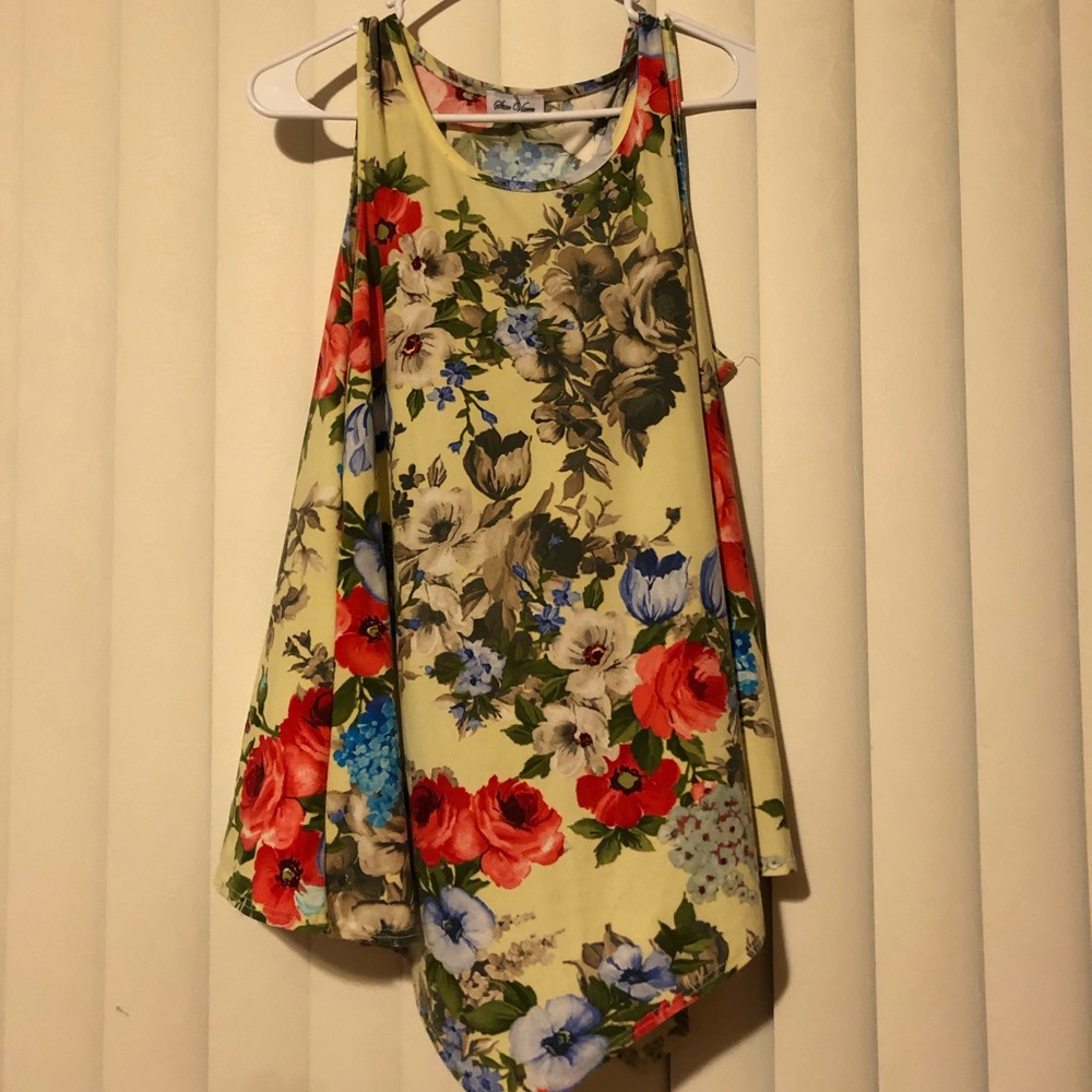 Floral Print Light Green Tank